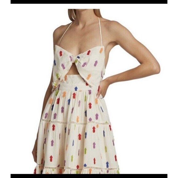 FARM RIO ANTHROPOLOGIE Multicolor Pineapple Cutout Midi Dress Size Large - Picture 3 of 12